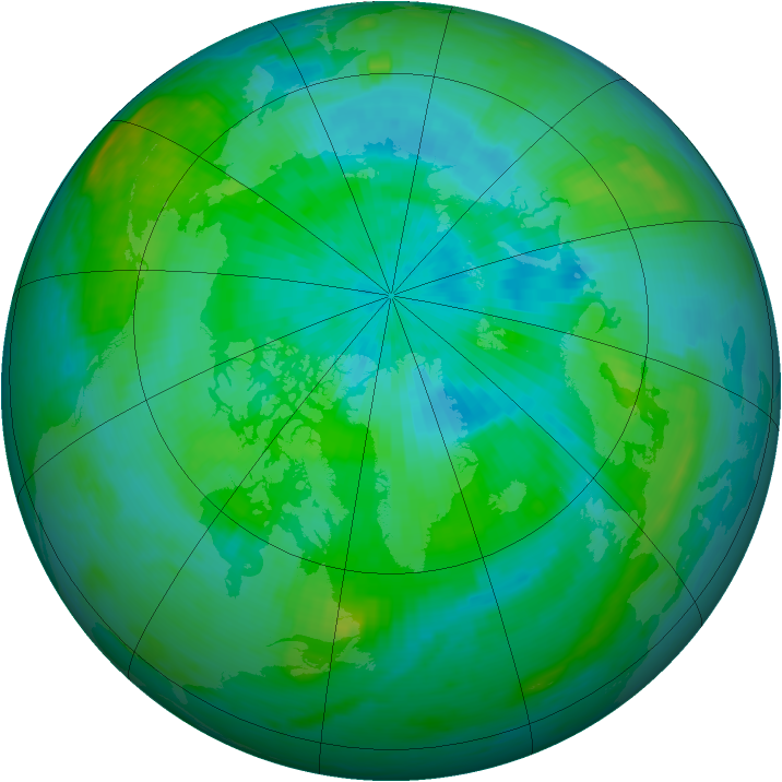 Arctic ozone map for 31 August 1986